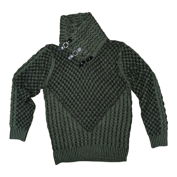 Green Turtleneck Sweater with Textured Knit - Picture 1 of 4